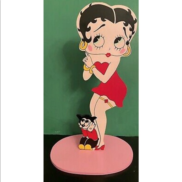 RARE Vintage 2-Sided Wooden Betty Boop - Picture 2 of 2
